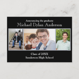 Black/Grey Background - 3x5Graduation Announcement