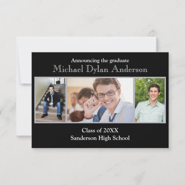 Black/Grey Background - 3x5Graduation Announcement (Front)