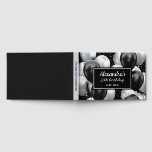 Black Grey Balloon Chic Birthday Guest Book