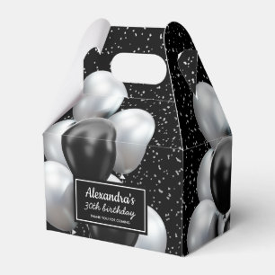 Black Grey Balloon Chic Thank you Birthday Favour Box