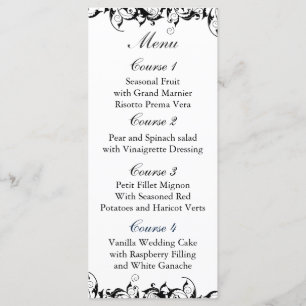Black Grey Baroque Wedding Menu
