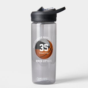 Black grey basketball club colours personalised water bottle