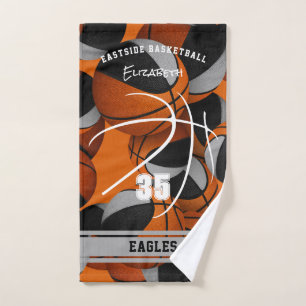 black grey basketball team colours athlete name hand towel