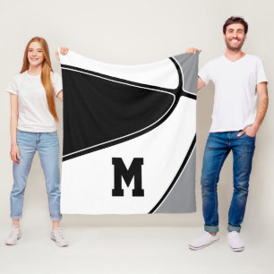 black grey basketball team colours boys girls fleece blanket