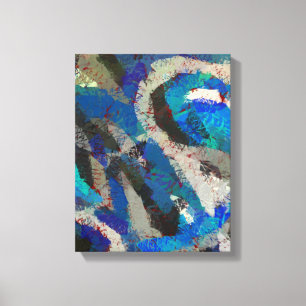 black Grey blue abstract art modern painting Canvas Print