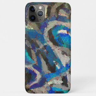 black Grey blue abstract art modern painting  iPhone 11 Pro Max Case