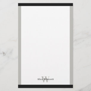 Black & Grey Borders Monogrammed Stationery