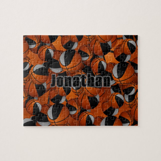black grey boys girls basketball team colours jigsaw puzzle (Horizontal)