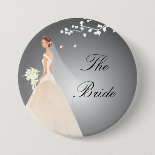 Black & Grey Bride Bridal Party Button
