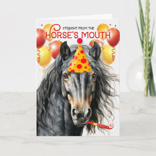 Black Grey Brown Horse Funny Birthday Card