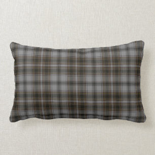 Black Grey Brown Tartan Plaid Lumbar Cushion