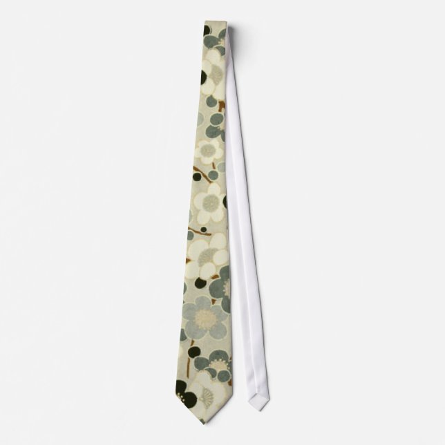 Black, Grey, Brown & White Flowers Tie (Front)