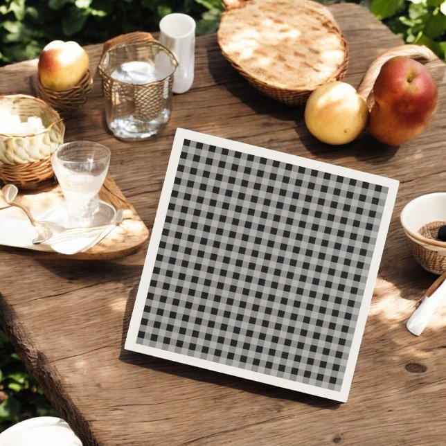 Black Grey Buffalo Plaid Holiday Napkin (Creator Uploaded)