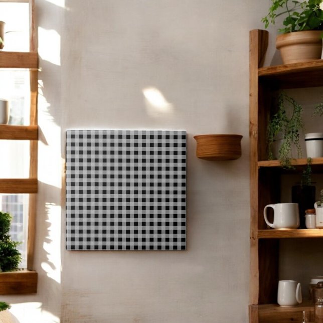 Black Grey Buffalo Plaid Holiday Tile (Creator Uploaded)