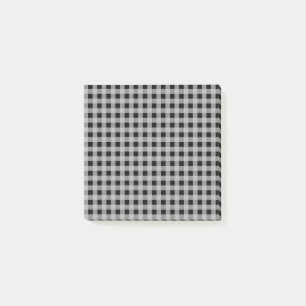 Black Grey Buffalo Plaid Modern Organisation Post-it Notes