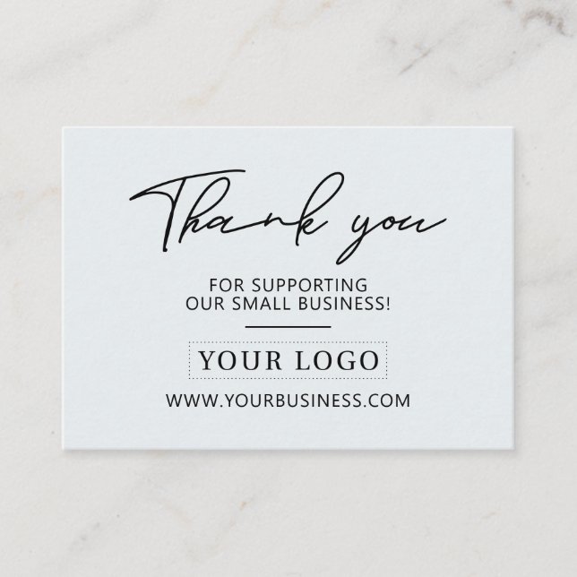 Black & Grey Business Logo Thank you Product Care Business Card (Front)