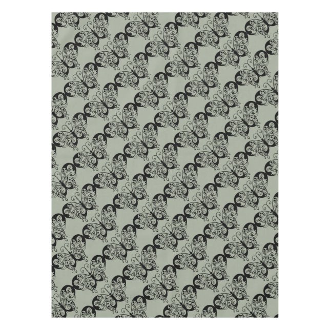 Black & Grey Butterfly Tablecloth (Front)