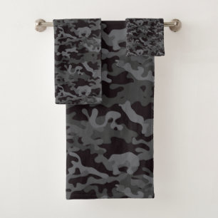 Black & Grey CAMO  Bath Towel Set
