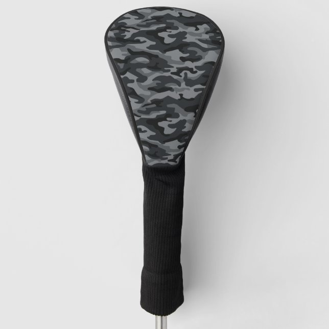 Black & Grey Camo  Case | Dark Camouflage Pattern  Golf Head Cover (Front)