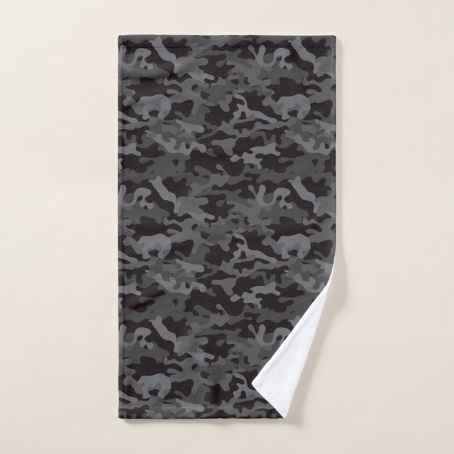 Black & Grey CAMO  Hand Towel (Hand Towel)