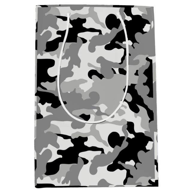 Black & Grey Camo  Medium Gift Bag (Front)