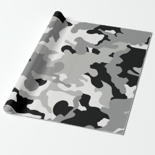 Black & Grey Camo Wrapping Paper
