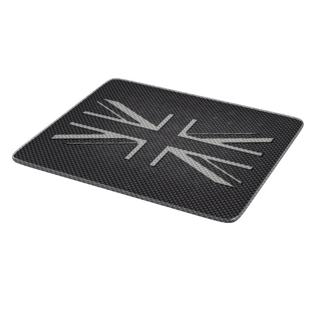 Black & Grey Carbon Fibre UK Flag Union Jack Cutting Board (Corner)