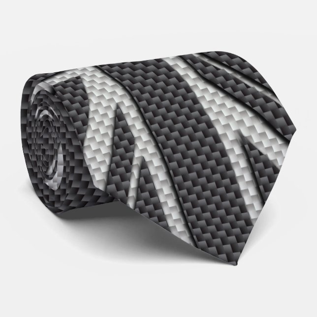Black & Grey Carbon Fibre UK Flag Union Jack Tie (Rolled)
