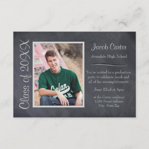 Black/Grey Chalkboard -3x5 Graduation Announcement