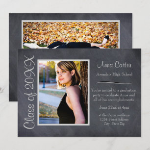 Black/Grey Chalkboard - Graduation Announcement