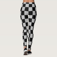 Black Grey Check Sport Leggings