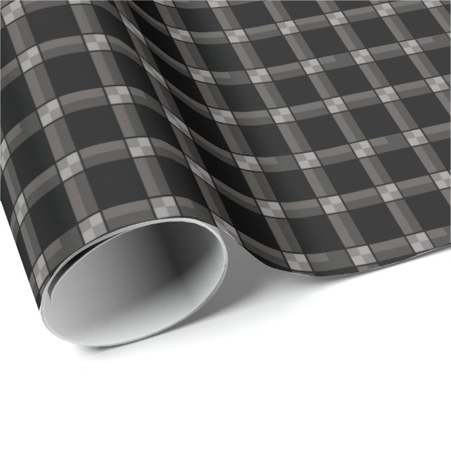 Black Grey Check Wrapping Paper (Roll Corner)