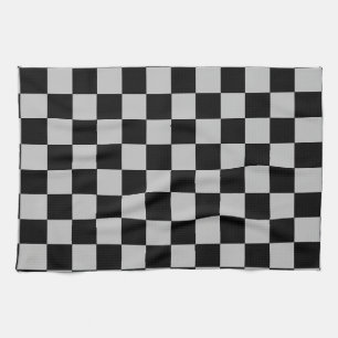 Black & Grey Checked - Tea Towel
