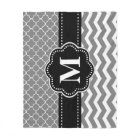 Black Grey Chevron Monogram Blanket