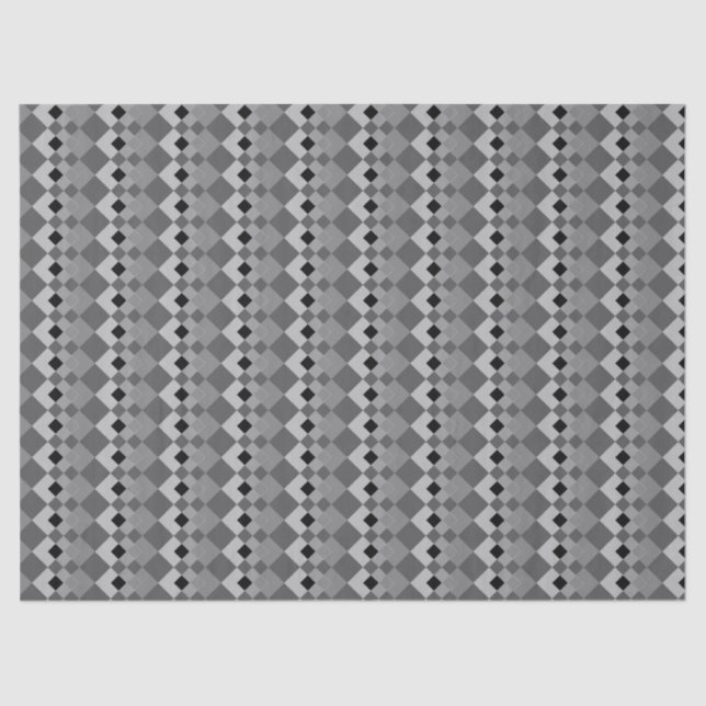 Black Grey Chic Diamond Pattern Abstract Geometric Tissue Paper (Front)