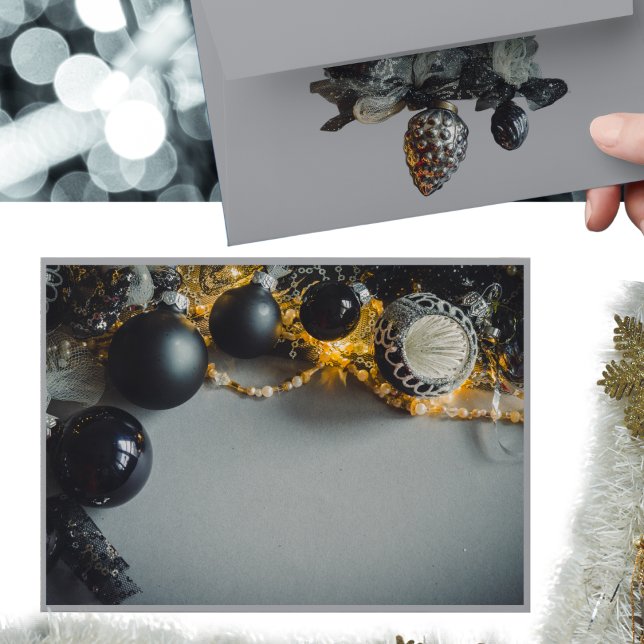 Black Grey Christmas Ornaments with Garlands  Envelope (Creator Uploaded)