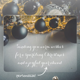 Black Grey Christmas Ornaments with Garlands Holiday Card