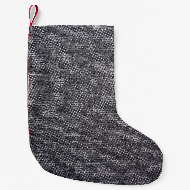 black grey cloth small christmas stocking (Front)
