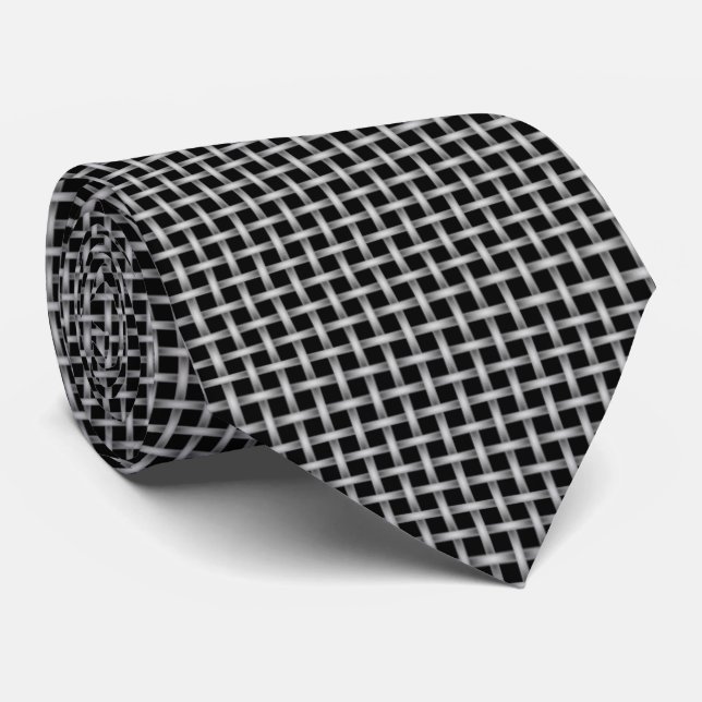 Black Grey Crossweave Men's Tie (Rolled)