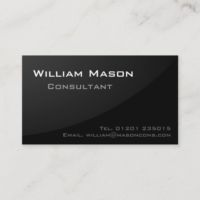 Black Grey Curved - Professional Business Card (Front)