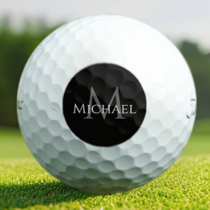 Black Grey Custom Monogram Name Initial  Golf Balls