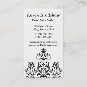 Black & Grey Damask Fine Art Dealer Business Cards