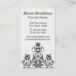Black & Grey Damask Fine Art Dealer Business Cards