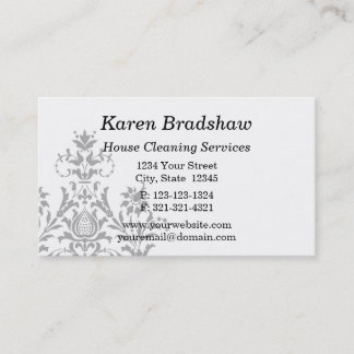Black & Grey Damask Interior Design Business Card