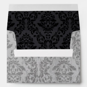 Black & Grey Damask Wedding Envelope
