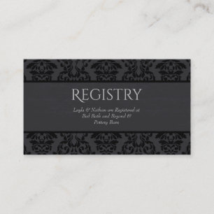 Black & Grey Damask Wedding Registry Card