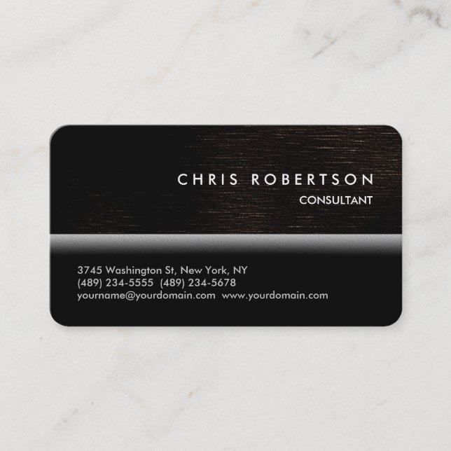 Black Grey Dark Brown Pattern Business Card (Front)