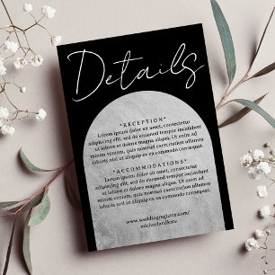 Black & Grey Dark Gothic Headstone Arch Wedding Enclosure Card