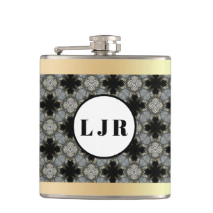 Black & Grey Diamond Pattern Vinyl Wrapped Flask