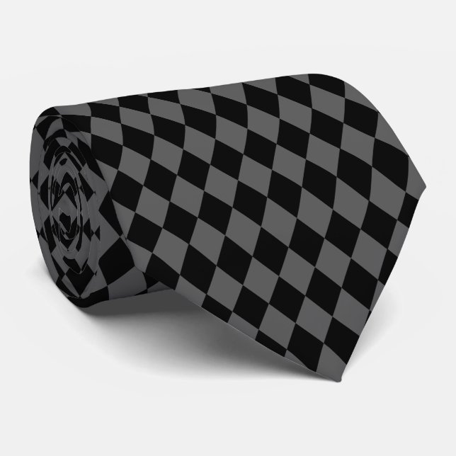 Black & Grey Diamonds Tie (Rolled)